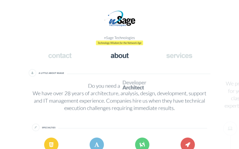 Home page of nSage Technologies